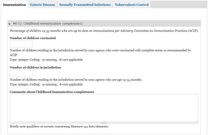 Screenshot of Measures data capture form